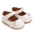 VALEN SINA 0-18 Months Newborn Girl White Baptism Shoes Bow Non-slip Rubber Soft-Sole Flat PU First Walker Mary Janes