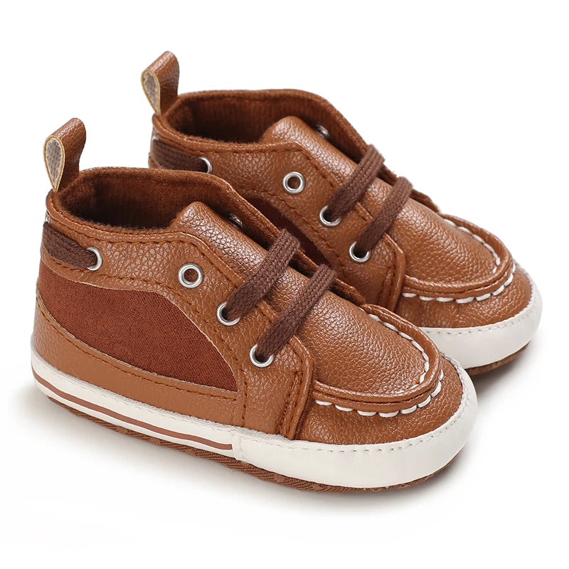 Brown Baptismal Baby Shoes For Boys And Girls Casual Soft Soled Non Slip Baby Shoes For 0-18 Months Baby Walking Shoes