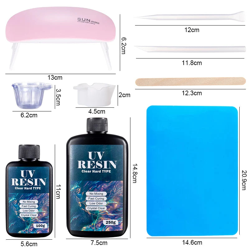 Hard UV Resin Glue Kit Fast Curing Epoxy UV with Mixing Tools for Starter Supplies for Art Craft Jewelry - Visuel 2 | SAMAG