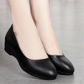 cresfimix women fashion sweet light weight black spring comfort slip on wedge heel shoes lady cool black leather heel shoe ab619