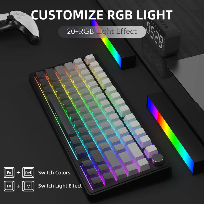 ATTACK SHARK X85 Wireless Mechanical Gaming Keyboard,TKL 82 Keys,Gasket Structure,Knob,RGB Hot Swappable Custom Keyboard