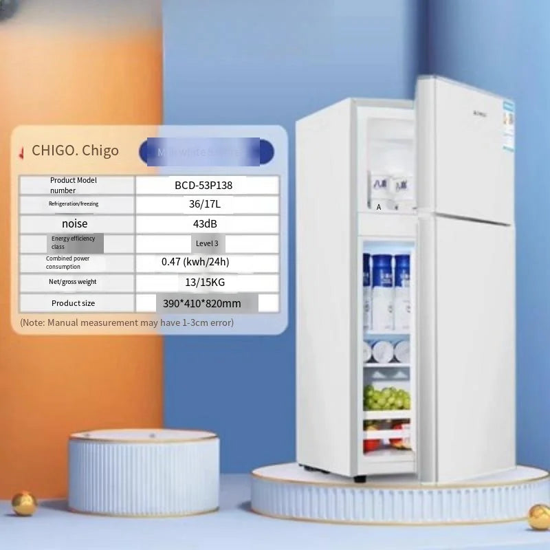53L Home Bottom Freezer Refrigerator Mini Double Door Two-door Refrigerator and Freezer