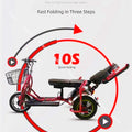 Small Parent Child Elderly Electric Tricycle Folding For Family 500W Electric Scooter Women With Adjustable Backrest/Seat/Basket