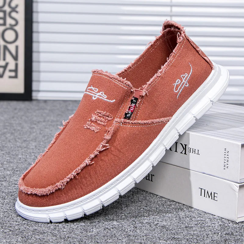 Men's Washed Fabric Casual Shoes Anti Slip and Wear-resistant Driving Shoes Canvas Shoes