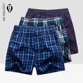 3Pcs/Lot Men Boxer Plaid Underpants 100% Cotton Underwear Male Sleep Bottoms Shorts Brand Top Quality Loose Homewear Oversize