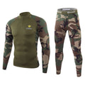 New Outdoor Sports Underwear Camo Training Long-Seeved Tops + Pants Suit Fitness Camping Army Hiking Hunting Underwear Clothes