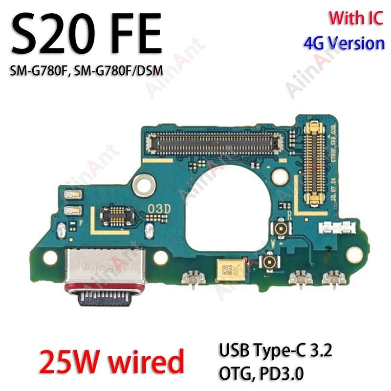USB Mic Board Dock Charger Connector Charging Port Flex Cable For Samsung Galaxy S25 S24 S23 S21 S20 FE G781W G990W S721W S711W