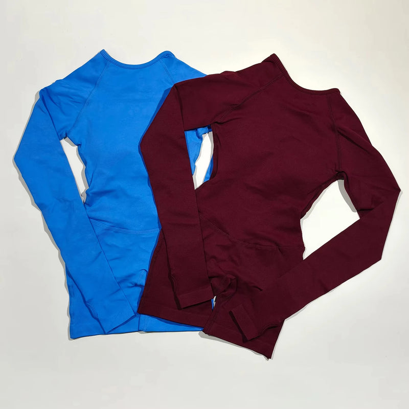 1 Piece Women Bodysuit Sportwear Backless Long Sleeve Short Leggings Seamless High Stretch for Yoga Run Gym Fitness Workout