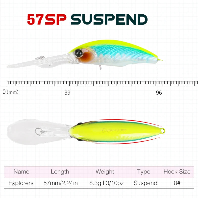 TSURINOYA 57SP Deep Dive Suspending Minnow SHAD Fishing | SAMAG