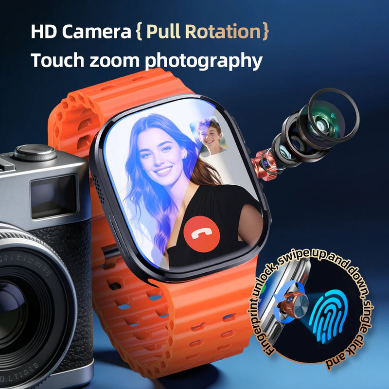 2.29inch Amoled 5G LTE Full Netcom Android 13.0 Smartwatch Smart Watch With 190° Rotary Camera Touch ID Infrared remote function