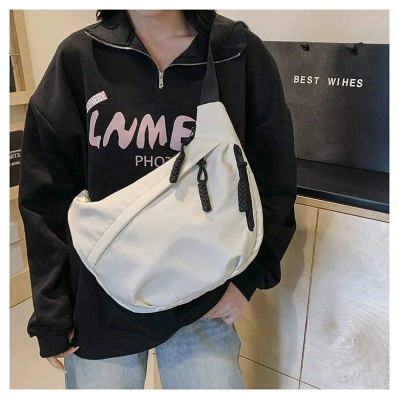 New Nylon Hobos Crossbody Bags Solid Casual Zipper Women's Bags Fashion High Capacity Solid Color Single Shoulder Totes Bag