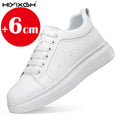 New men's leather elevator shoes 6 cm 8 cm invisible height increase white black sneakers leather height increase casual shoes