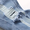 Men Casual Jeans Sky Blue Slim Bold Street Ripped Craft | SAMAG