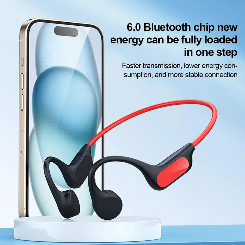 Bluetooth 6.0 Bone Conduction Earphones Sports Wireless Headphones Neckband Headsets HiFi Stereo ENC Noise Reduction Earbuds