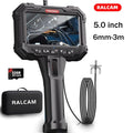 Ralcam  Endoscope Camera with 210° Movable Head, 6.2 mm Probe, 5 Inch HD Screen IP67 Inspection Camera， for Car and Home