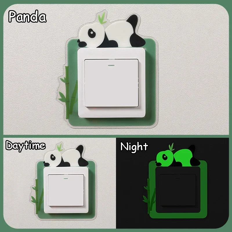 Lovely Cartoon Switch Stickers Luminous Socket Protective Cover Home Waterproof Wall Sticker Decorative Animal Switch Decoration