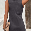 Vintage Leopard Triple Hearts Women Henley Sleeveless Tank Top U Neck Button Curved Hem Black Casual Daily Vest