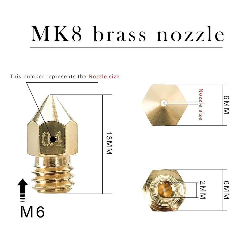 CREALITY MK8 Brass Nozzle 0.2/0.4/0.6/0.8/1.0MM Extruder - Visuel 2 | SAMAG