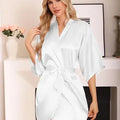 RB030 Sexy Large Size Satin Night Robe Lace Bathrobe | SAMAG
