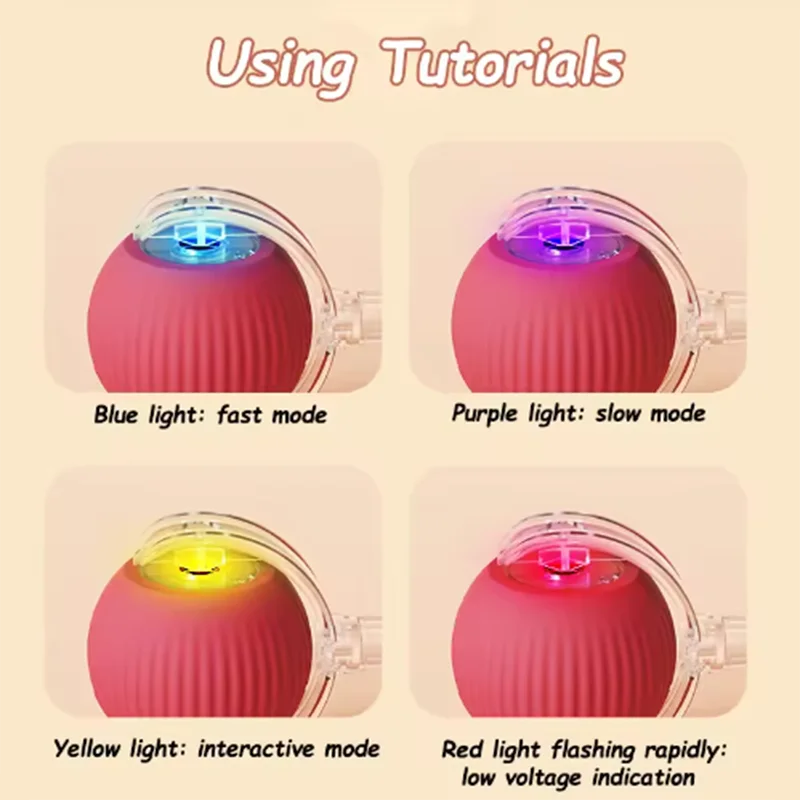 Cat Interactive ball Toy, Automatic Rolling Ball with Tail, Rechargeable Smart Pet Interactive Toy, Intelligent toy for Cat