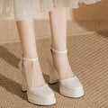 Women's Super High Heels Pointed Tip Thick Heel Ankle Strap Platform Heels Side Cutout Sexy Wedding Banquet Sandals