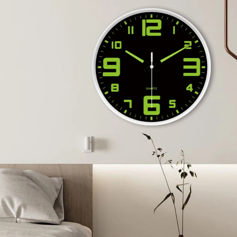 Hole-Free Luminous Wall Clock, 8 Inch Silent Quartz Clock, Modern Decor for Home & Living Room