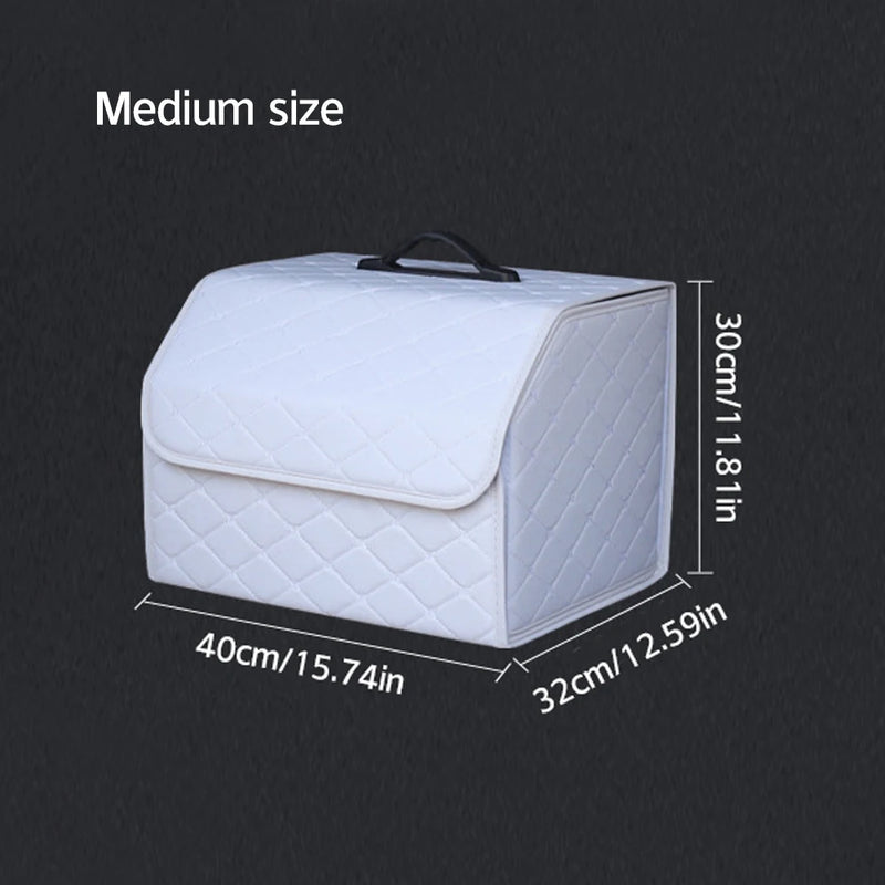 Car Trunk Organizer Box Large Capacity Auto Multiuse Tools Storage Bag Stowing Tidying Leather Folding for Car Trunk Storage Box