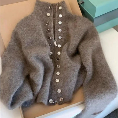 Thickened Stand Collar Knitted Sweater Coat Women Autumn | SAMAG