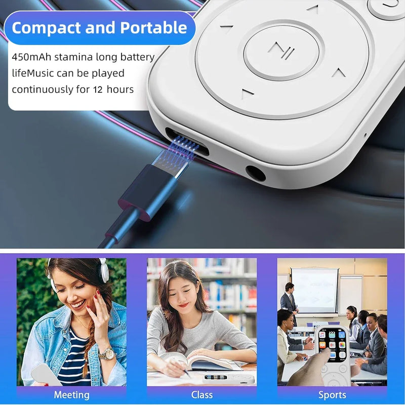 Portable MP3 Player 1.8 Inch Color Screen Walkmen Hi-Fi Bluetooth Compatible Digital Audio Music Player Support E-Books FM Radio