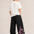 UP.THE Men Raw Black Baggy Wide Leg Jeans, Y2K Oversized | SAMAG