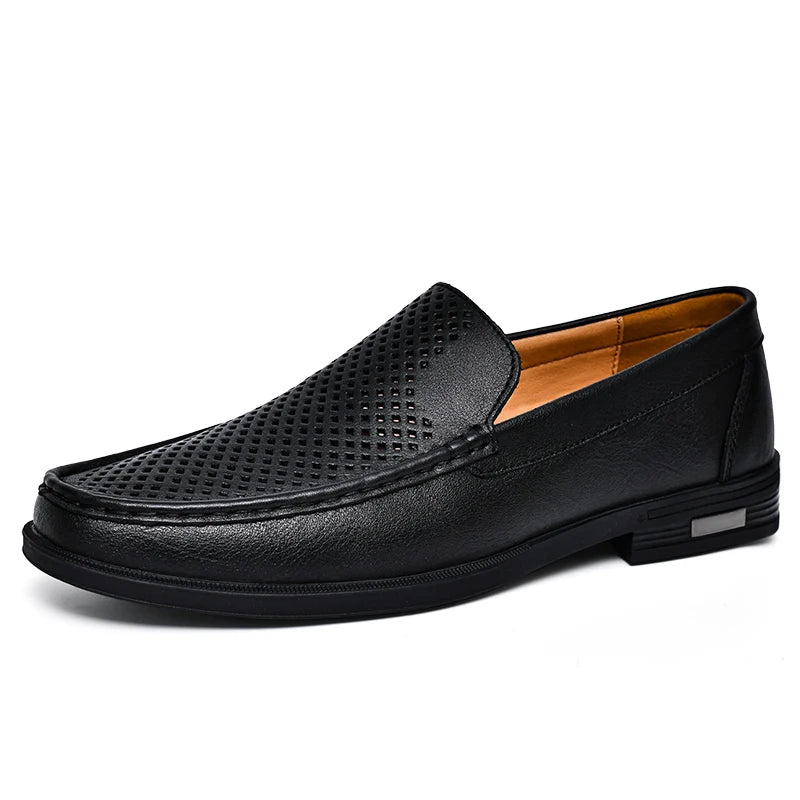 Genuine Leather Men Footwear Slip on Office Man Formal Shoes Wedding Party Men Dress Shoes Breath Driving Lazy Loafers Moccasins
