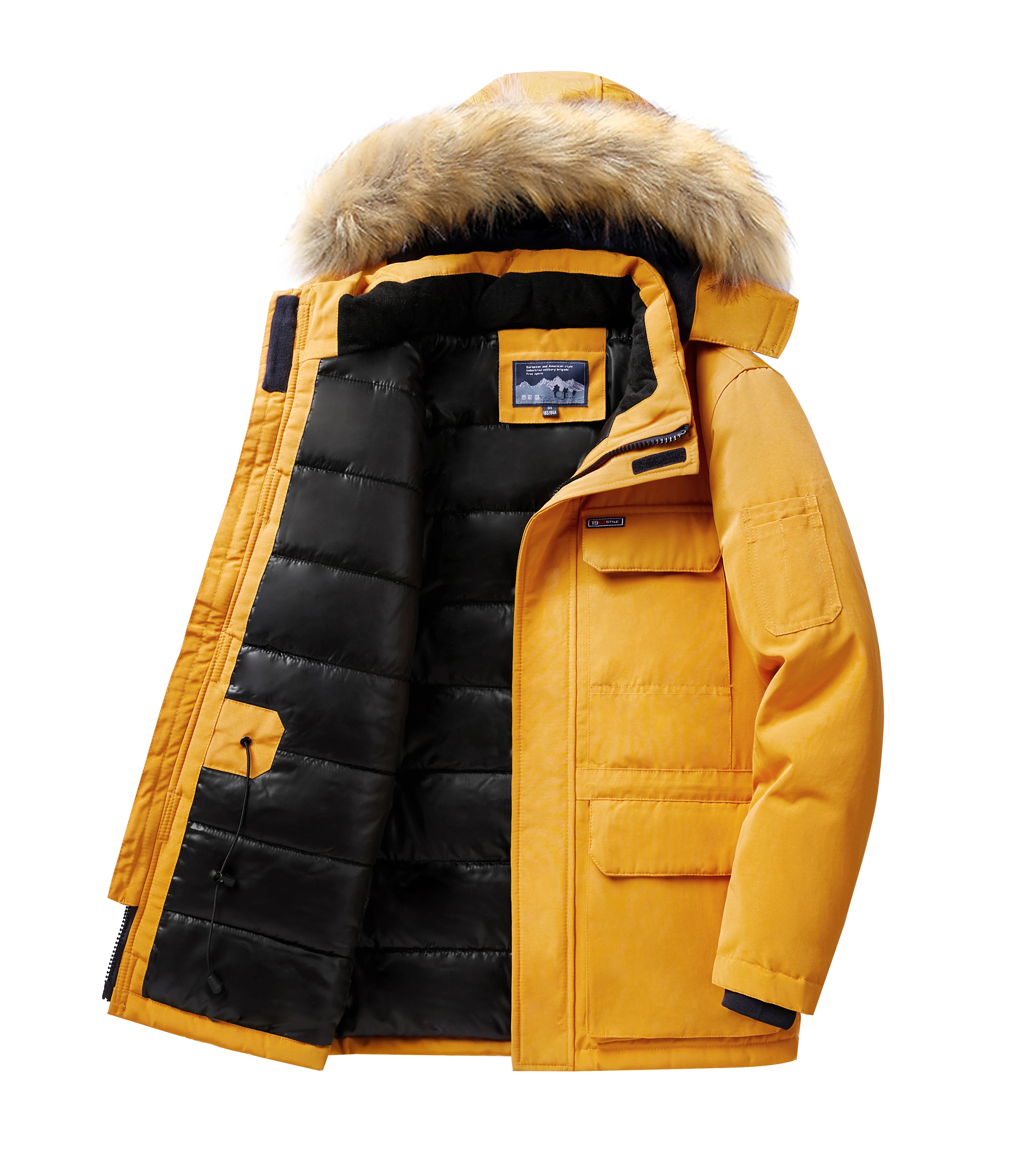 -30 Degree Winter Down Jacket Men Down Cotton Parkas Coat Mid-length Large Fur Collar Male Thicken Coat Snow Overcoat Parka
