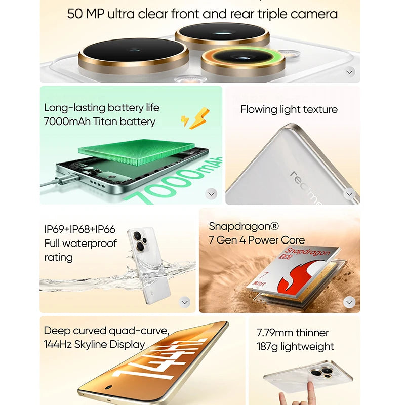 [World Premiere] realme 15 Pro 5G Smartphone China Version 6.8" 144HZ 7000mAh 80W SuperVOOC 50MP Rear Camera Snapdragon 7 Gen 4