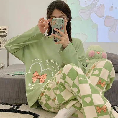Spring and Autumn New Women's Pajamas Homewear Suit Girls | SAMAG