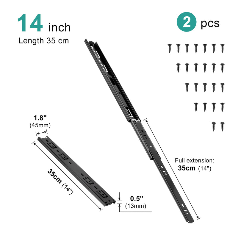 Drawer Rail 10~20Inch Stainless Steel Ball Bearing Slides | SAMAG
