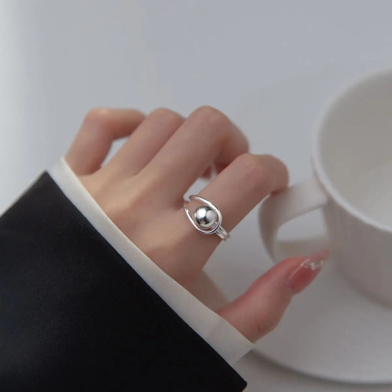 VENTFILLE 925 Sterling Silver Ring for Women Girl Gift Retro Open Trend Unique Design Geometric Asymmetric Jewelry Dropship