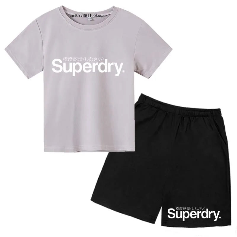 Kids Summer Casual Letter Print Breathable Tees+Short | SAMAG
