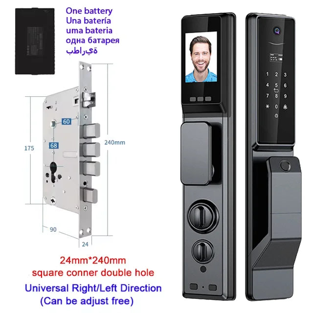 Waterproof Outdoor Smart  Lock Wifi Alexa Tuya APP Aluminium Alloy Material Fingerprint Password Smart Door Lock With Camera