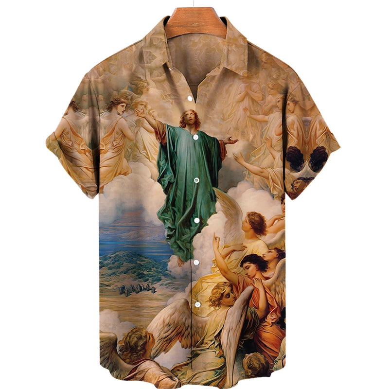 God Jesus Mary Hawaiian Shirts For Men's Crucified | SAMAG