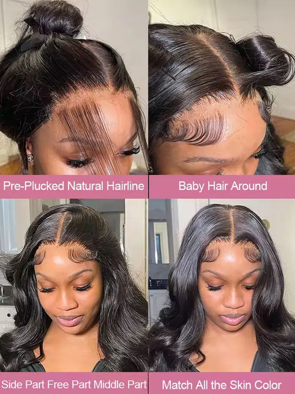 250% Density 34 Inch Hd Lace Front Wigs Human Hair 13x4 Body Wave Lace Front Wigs Human Hair Pre Plucked Glueless Black Wig Natural Black Wig For Women
