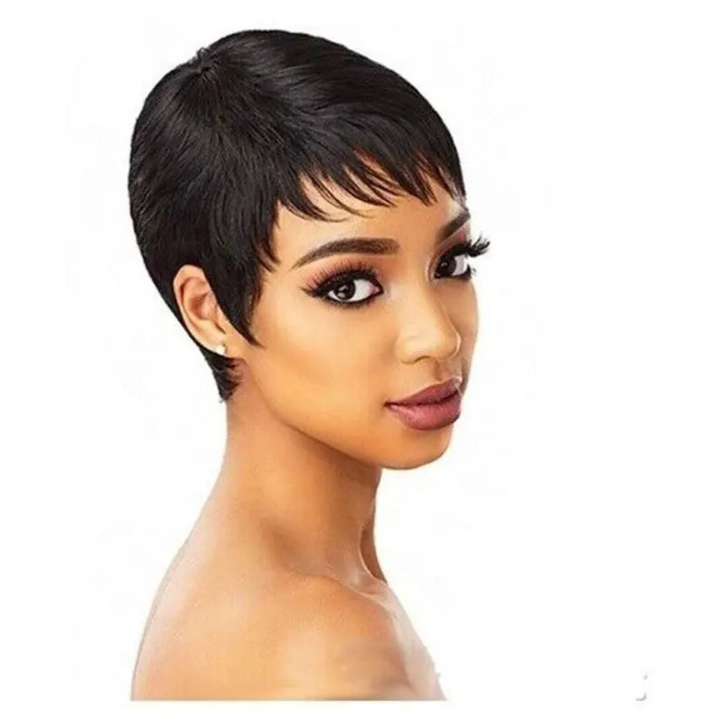 Short Wavy Layered Pixie Wig Human Hair Boy Cut Short Human Hair Wigs for Black Women Machine Made Brazilian Hair Wigs on Sale
