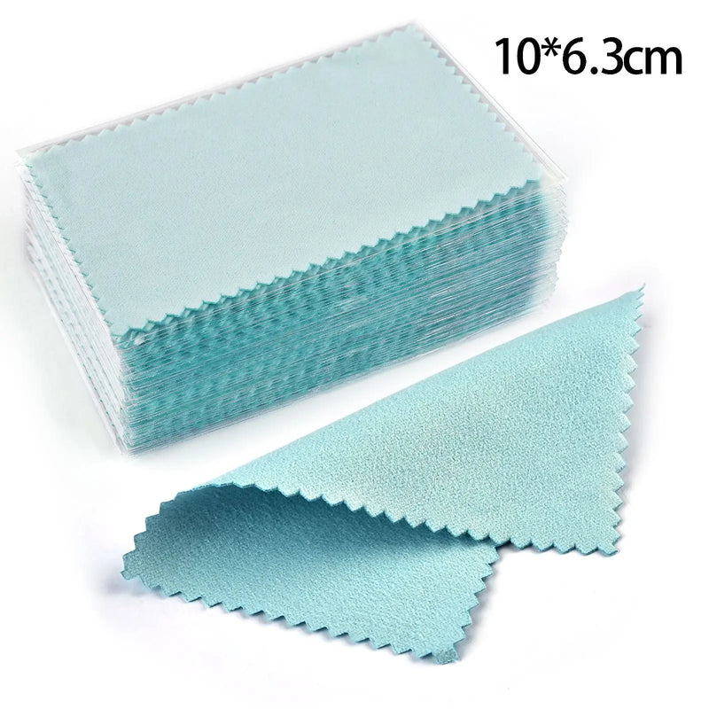 50pcs 10x6.3cm/10x6cm/8x6cm Silver Clean Polishing Cloth Soft Clean Wipe Wiping Cloth For Necklaces Rings Jewelry Clean Tools