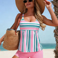 New Of The Season Tankini Striped Print Slimming Large | SAMAG