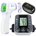 Medical Arm Blood Pressure Meter Tensiometers Tonometer Cuff Fever Thermometer Oximeter Heart Rate 3 IN 1 Set