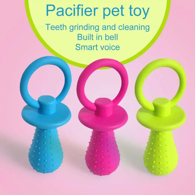 Squeaky Bell TPR Dog Pacifier Toy, Safe Non-Toxic Durable Teething Chew, Gum-Friendly Calming Soothing Dental Cleaning for Puppy Teething Period Daily Play Home Alone Puppies Small Medium Dogs Pet Squeaky Molar Chew Accessory