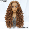 Latisha Lace Frontal Wigs Synthetic 24 Inch Loose Curl Pre Plucked Lace Frontal Wig For Women Highlight With Baby Hair 13X6 Wigs