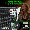 FULUODE X1-8C Audio Mixer 8-Channel Professional Mixer Console with 99 DSP Effects Mixing Board DJ Mixer with USB Bluetooth 48V