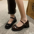 women's Bow versatile high heels Mary Jane thick soled leather shoes Fashion elegant shoes Trendy ladies pumps Zapatos Mujer
