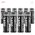 1.5V AA 3400mAh USB Type-C Rechargeable Lithium Battery for Hunting Camera Remote Control Mouse Smart Door Lock Microphone