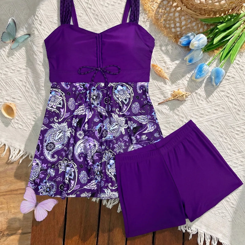 Black Dots Print Tankini Set Two Pieces Swimsuits | SAMAG